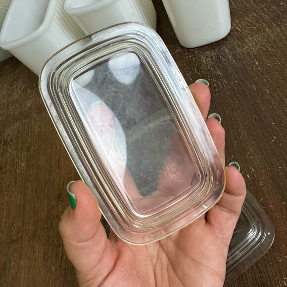 Set of 3 Hazel Atlas white milk glass Refrigerator containers with lids - Picture 8 of 13